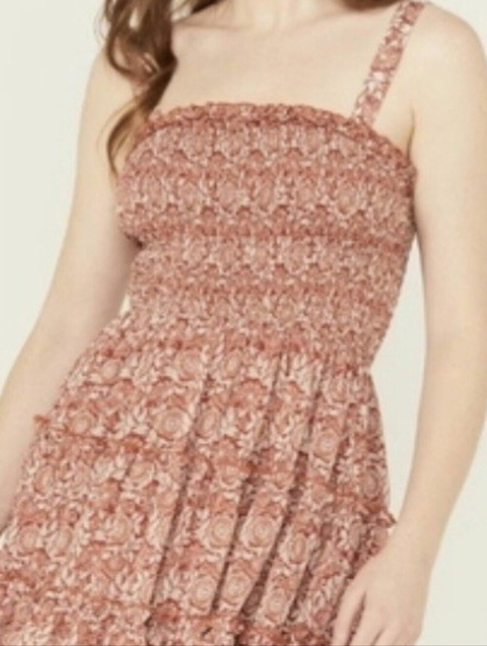 Ash & Violet Rust Floral Smocked Mini Dress